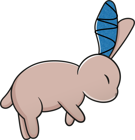 Rabbit with a bandage on their ear diagram